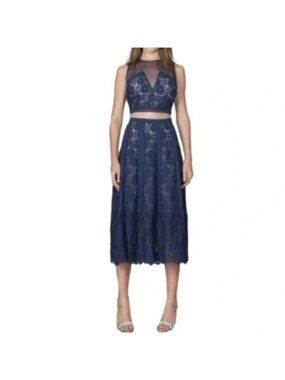 Anthropologie Foxiedox Med Atiqah Sleeveless Chiffon Lace Crop Top Skirt Set NWT